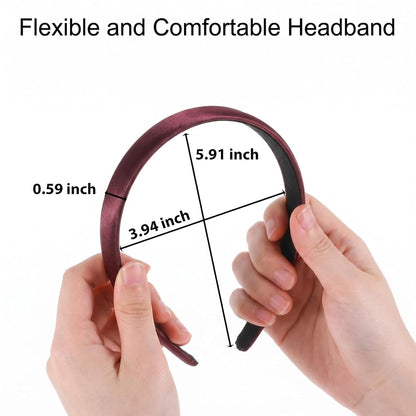 Satin Headbands for Women Thin Satin Headbands Non Slip Fashion Headband, 4PCS