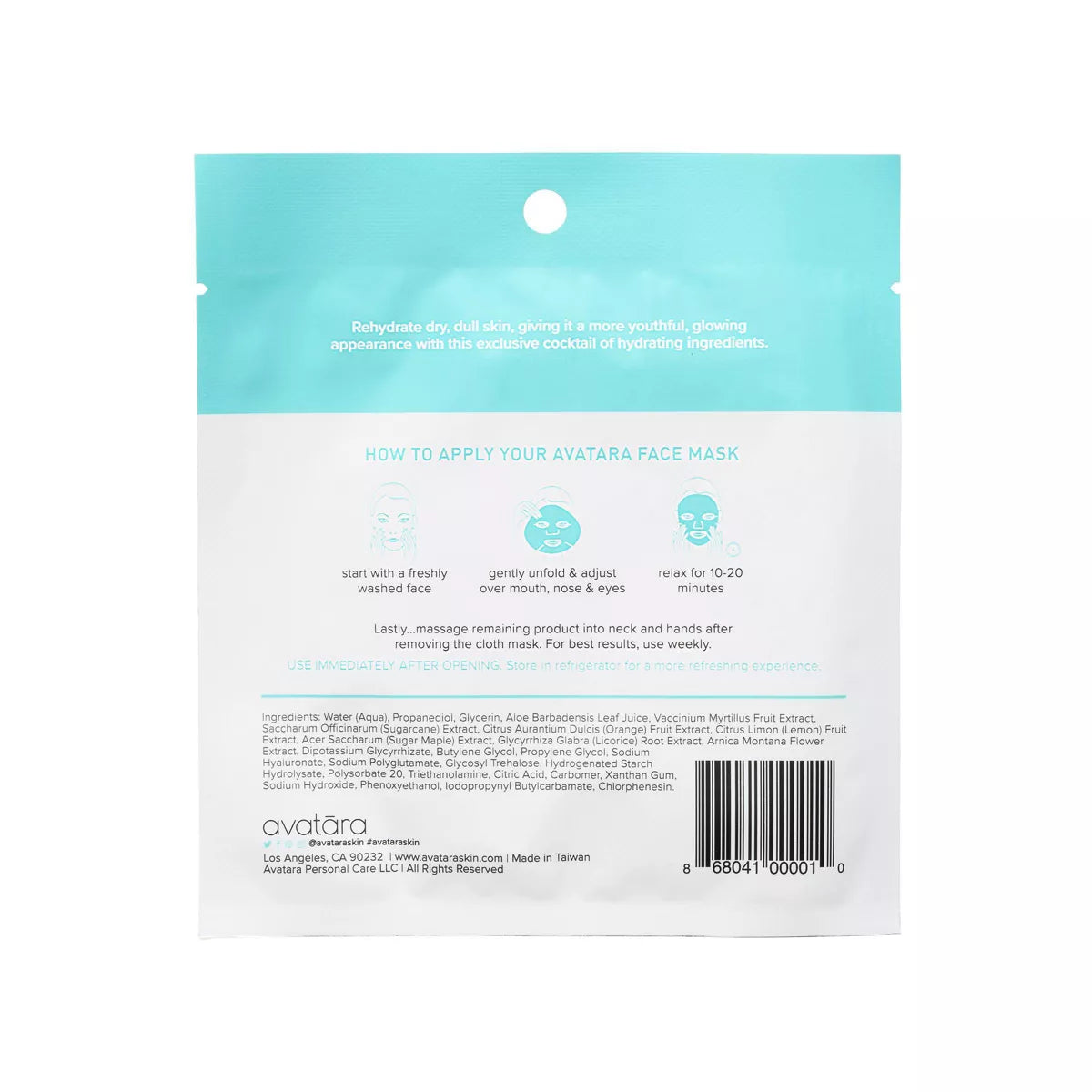 Avatara Drink up Face Mask - 0.71 Fl Oz: Moisturizing, Paraben-Free, for Normal to Very Dry Skin