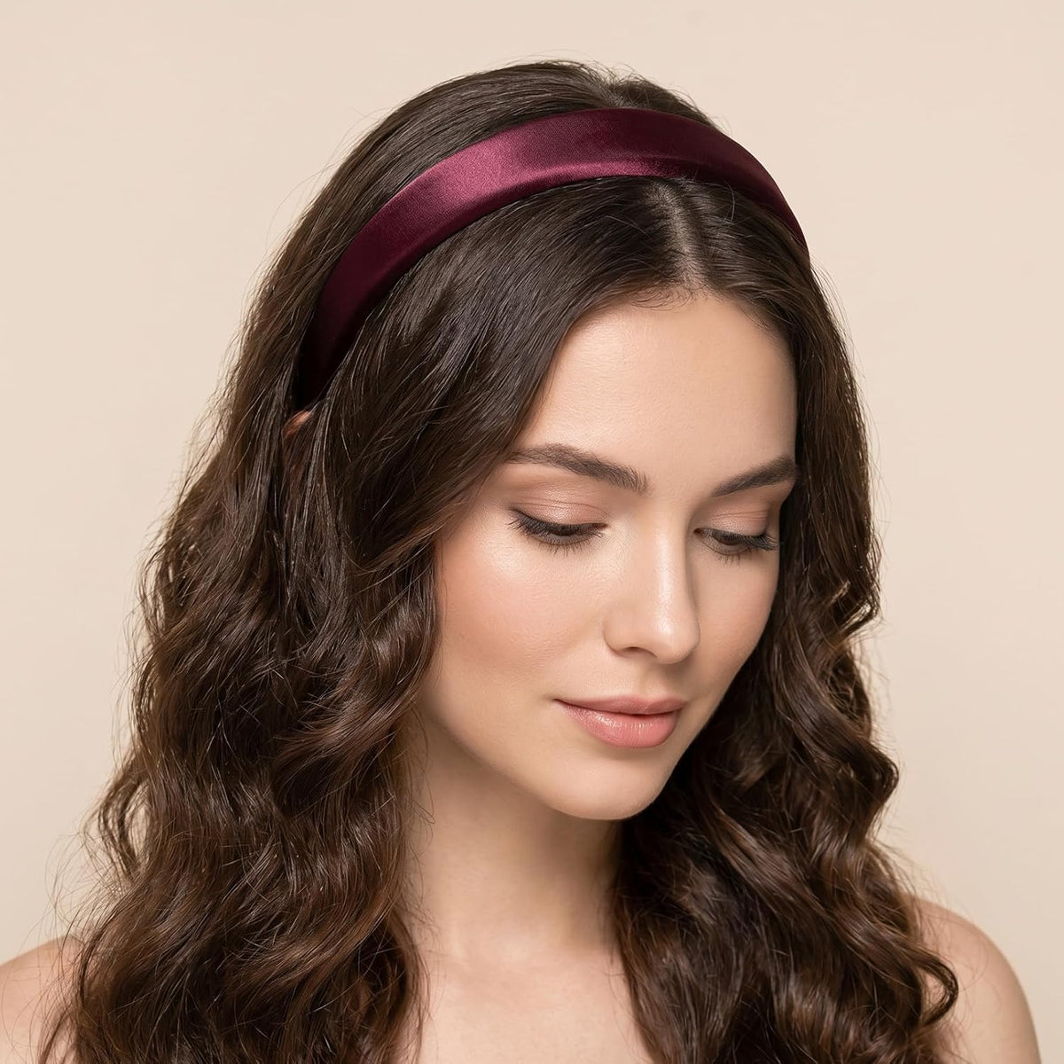 Satin Headbands for Women Thin Satin Headbands Non Slip Fashion Headband, 4PCS